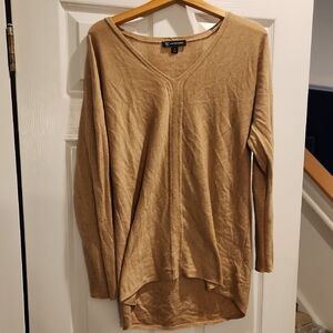 INC International Concepts Camel Long Sleeve V-Neck Top